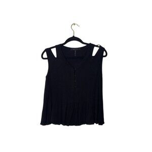 BCBGMAXAZRIA Black Sleeveless Button Front Top M